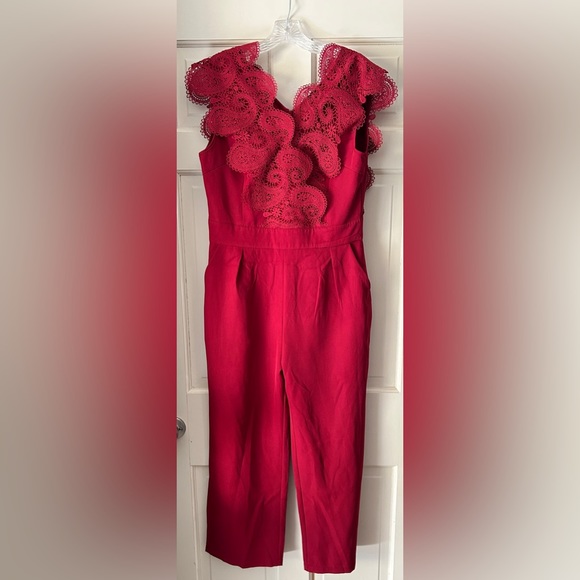 Modely Contrast Lace Scallop Trim Jumpsuit NWT - Picture 4 of 7